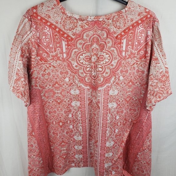Catherines Peach Jeweled Short Sleeve Shirt Sz 2X - Picture 7 of 9